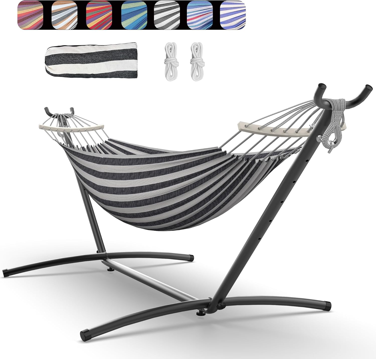 Heavy-Duty Hammock with Steel Stand for Indoor and Outdoor Use