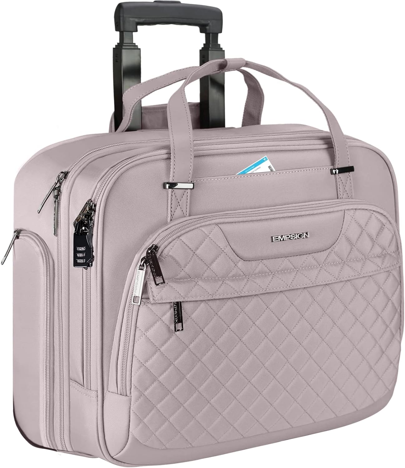 EMPSIGN Rolling Laptop Bag for Women with Wheels and RFID Pockets