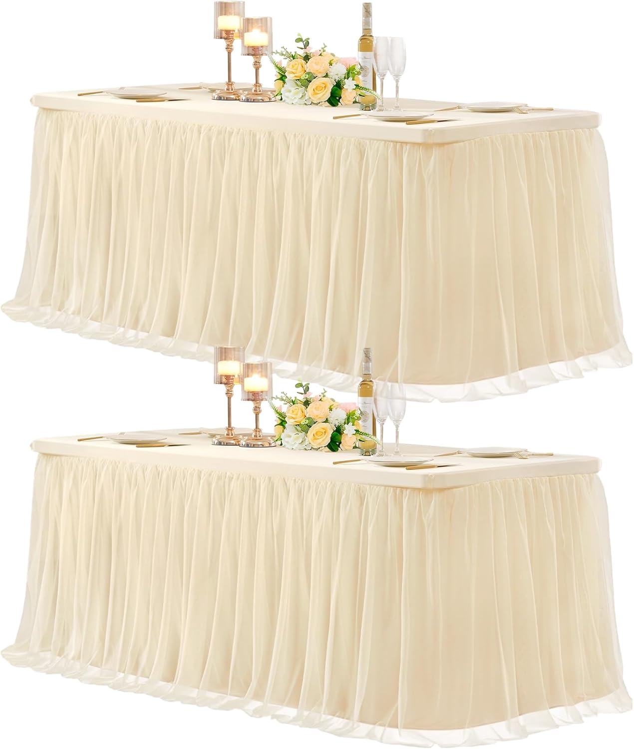 Elegant 8ft Champagne Tulle Tablecloths for Any Occasion
