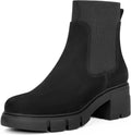 Women's Elastic Chelsea Platform Lug Sole Boots - Chunky Heel