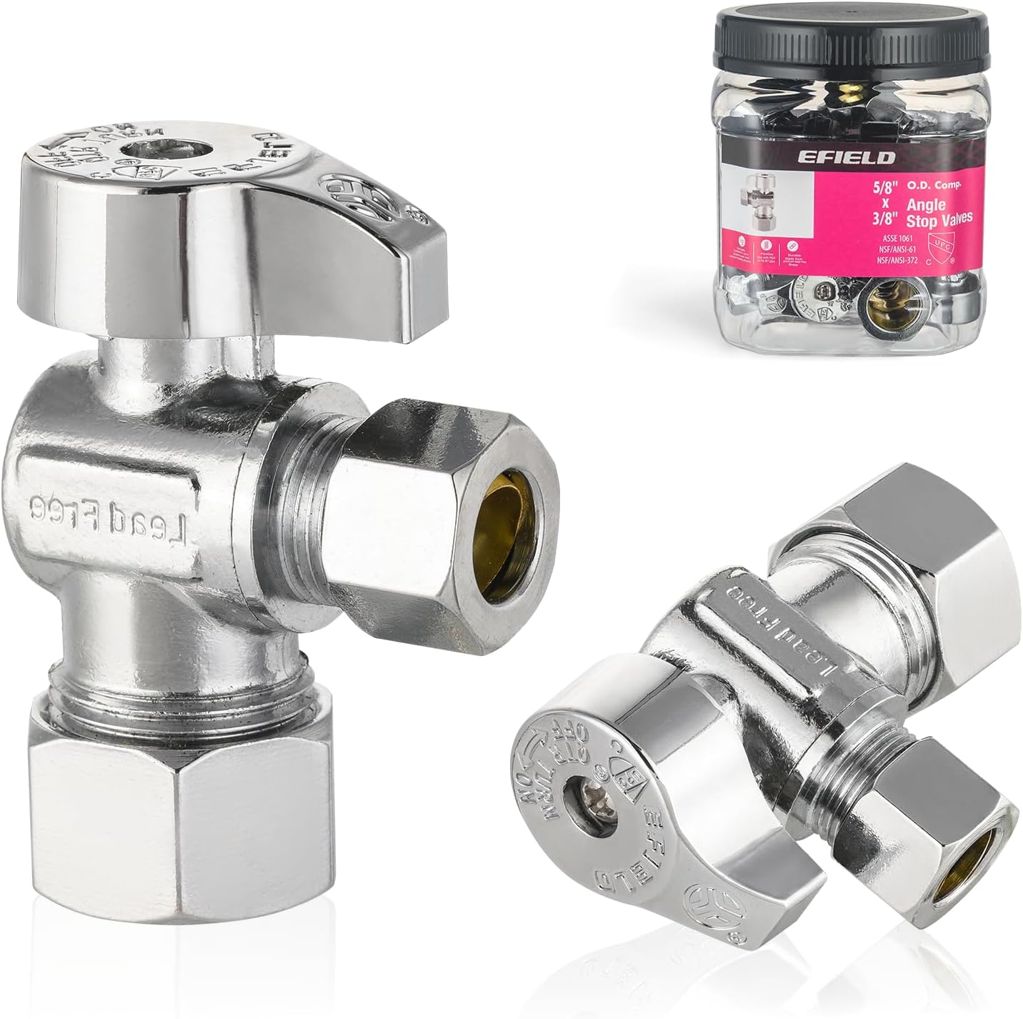 Pro 8-Pack Angle Stop Valve 1/2in Nominal Heavy-Duty Brass