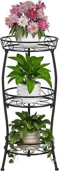 VECELO 3 Tier Metal Outdoor Plant Stand - Stable Rustproof 33.8in