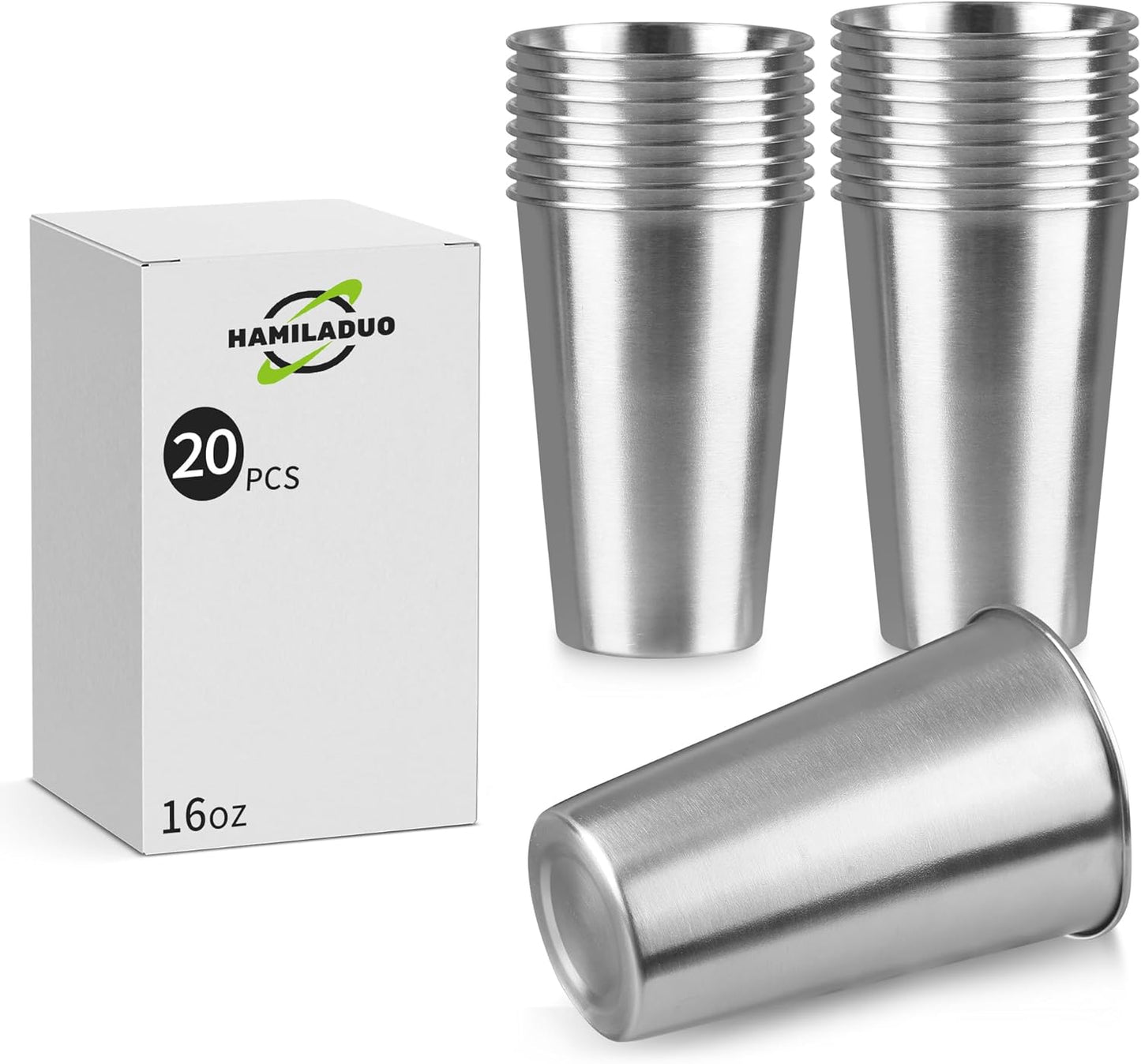20Pack 16 oz Stainless Steel Pint Cups for Every Occasion