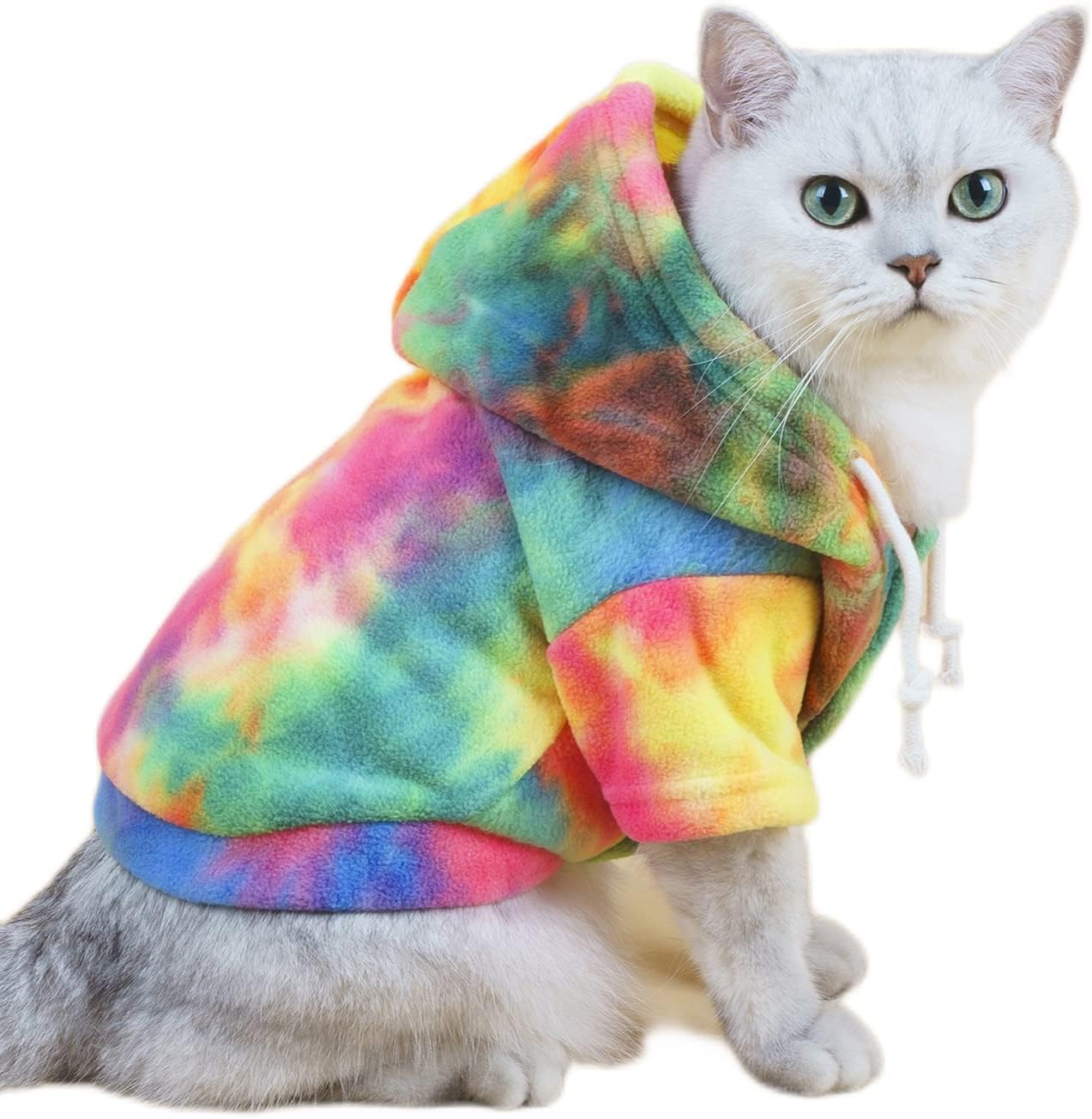 Cozy Tie Dye Dog Hoodie for Small to Medium Pets by QWINEE