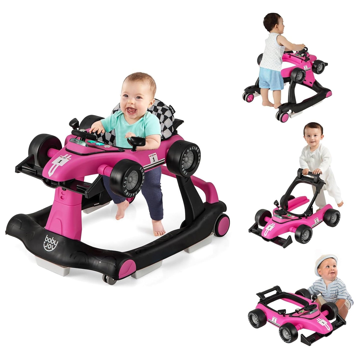4-in-1 Baby Walker with Adjustable Height & Speed for Fun