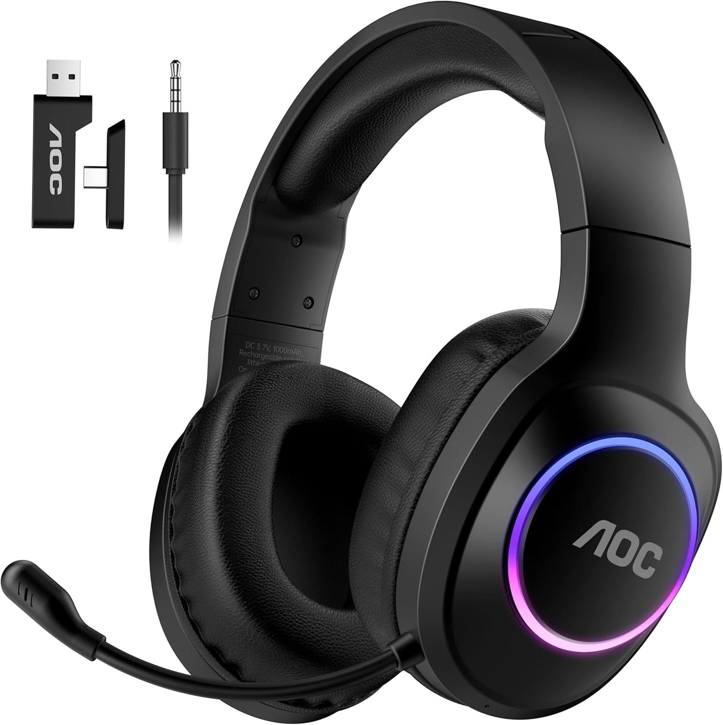 AOC Wireless Gaming Headset with Noise Canceling Mic and RGB