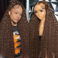Chocolate Brown 13x6 Deep Wave Lace Front Wig 24in - Natural Hairline