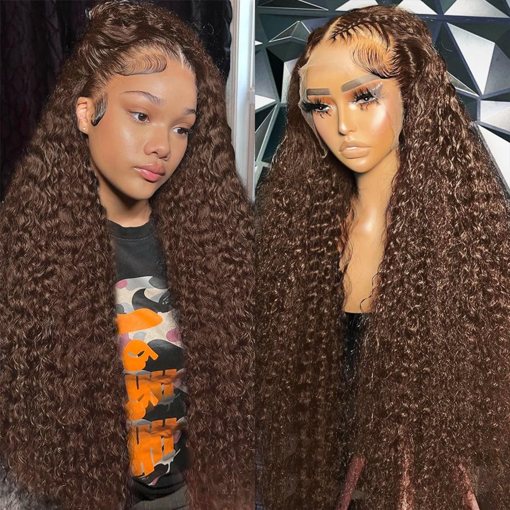 Chocolate Brown 13x6 Deep Wave Lace Front Wigs for Women