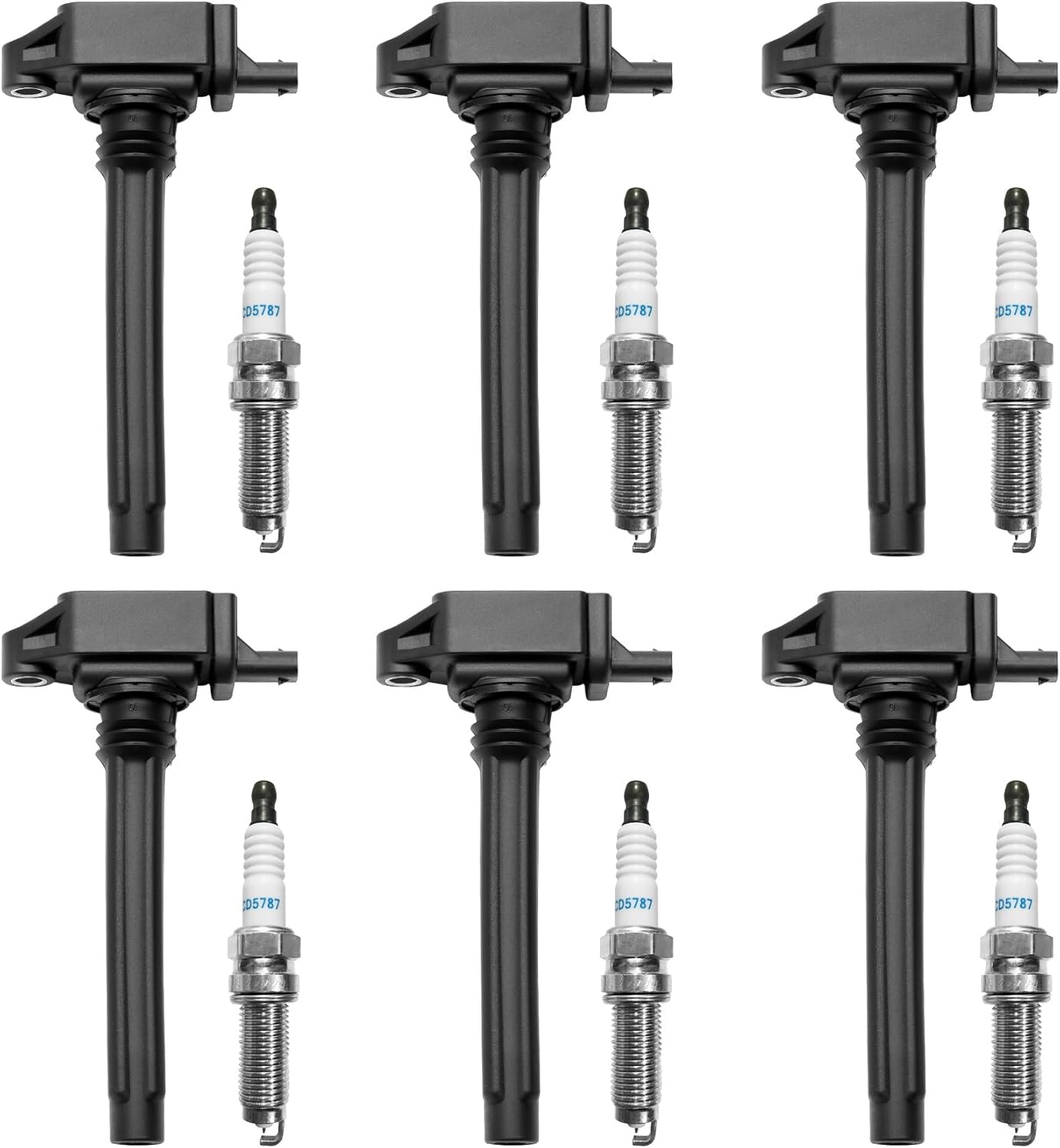 Ignition Coil & Spark Plugs Set of 6 for Chrysler Dodge Jeep