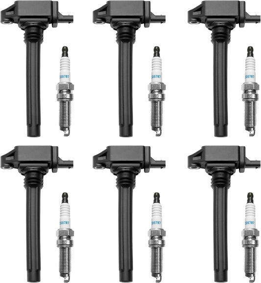 Ignition Coil & Spark Plugs Set of 6 for Chrysler Dodge Jeep