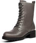 DREAM PAIRS Black Lace-up Combat Boots Mid-calf - Durable Winter Wear