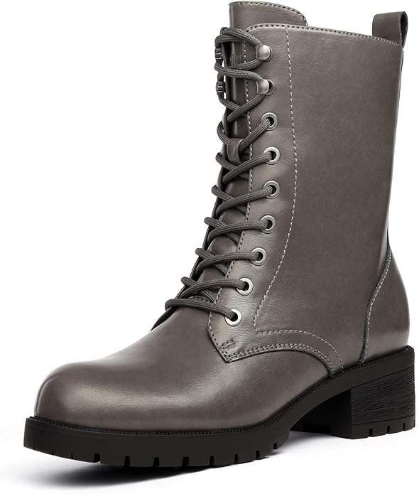DREAM PAIRS Black Lace-up Combat Boots for Stylish Winter Wear