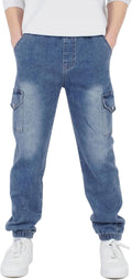 Boys Cargo Pants with Elastic Waist and Stretch - School Joggers