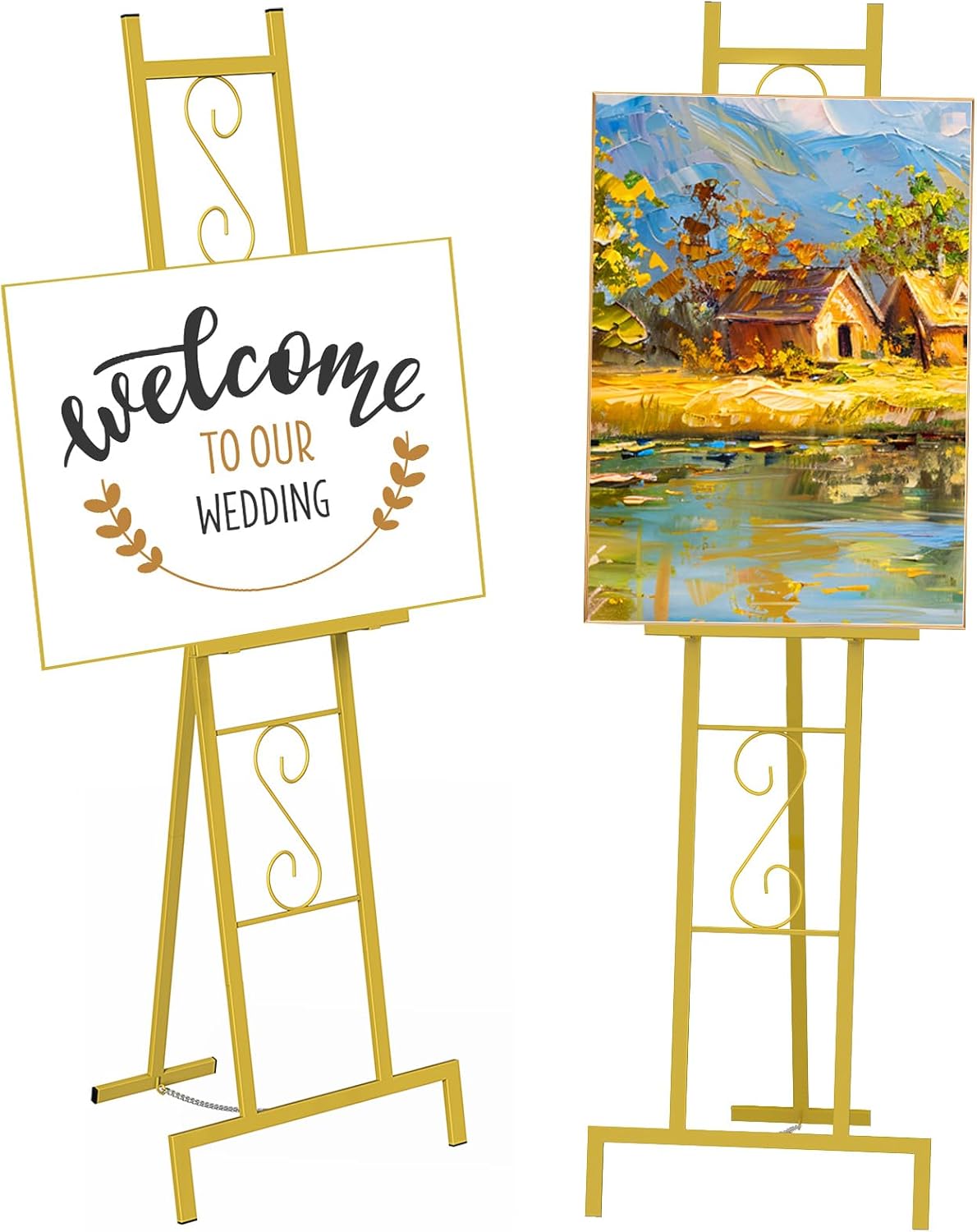 58H Gold Easel Stand for Sign, Adjustable Wedding Display Stand