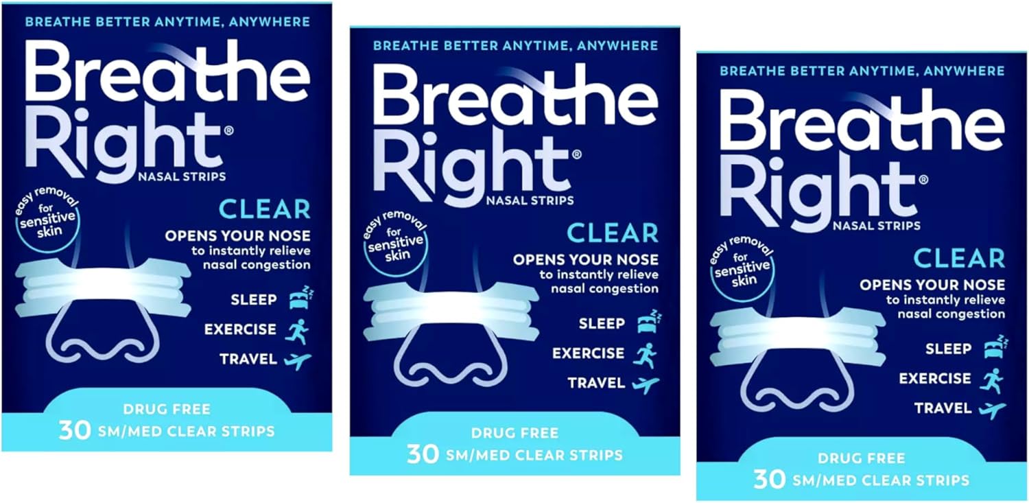 Breathe Right Nasal Strips for Clear Breathing, 30 Count Pack