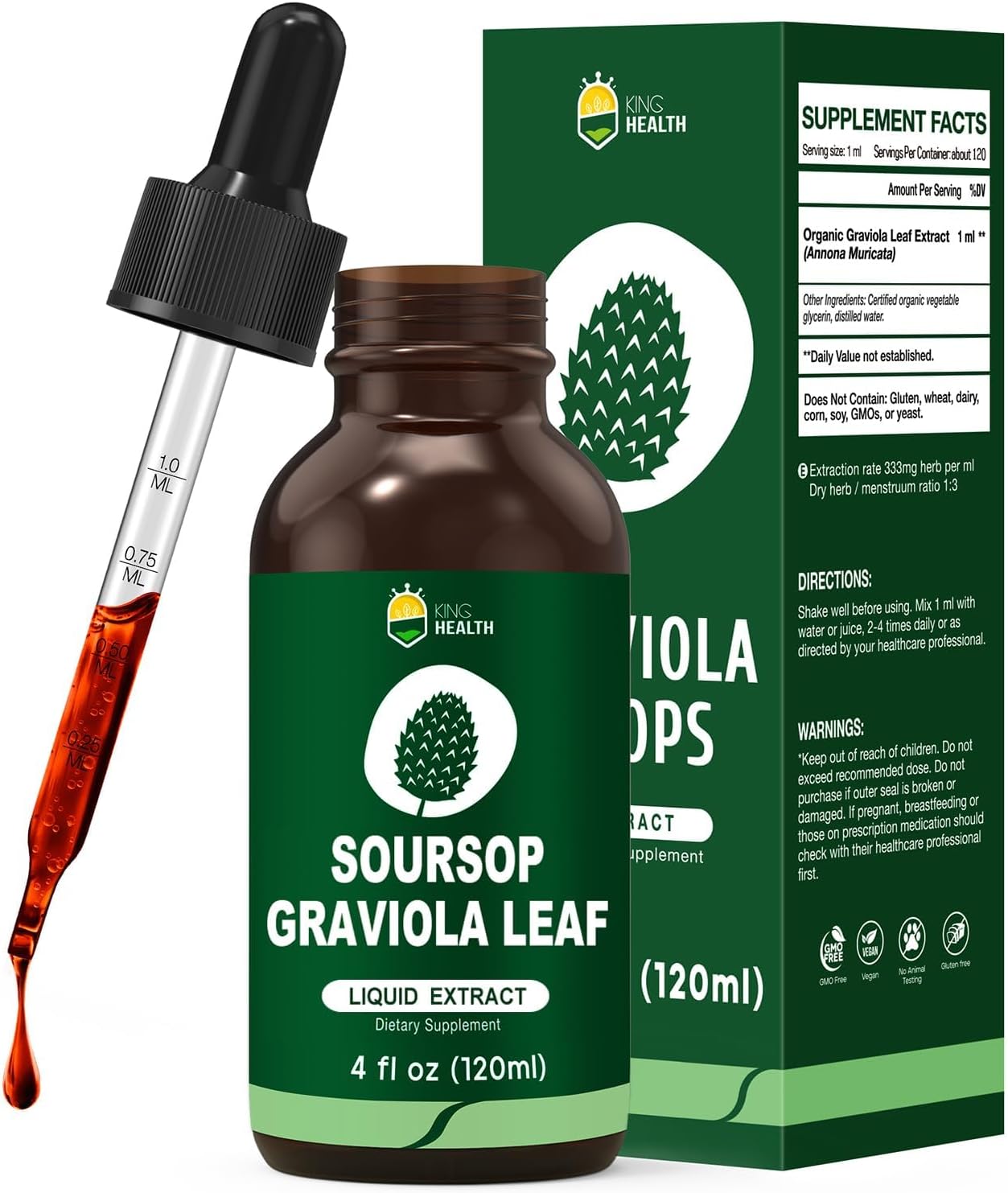 Organic Soursop Graviola Leaf Extract Liquid Drops for Health