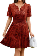 Simplee Women's Velvet Short Sleeve Cocktail Dress with Pockets