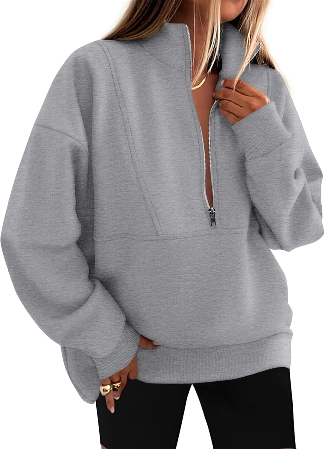 KIRUNDO Women's Oversized Half Zip Pullover Sweatshirt for Fall