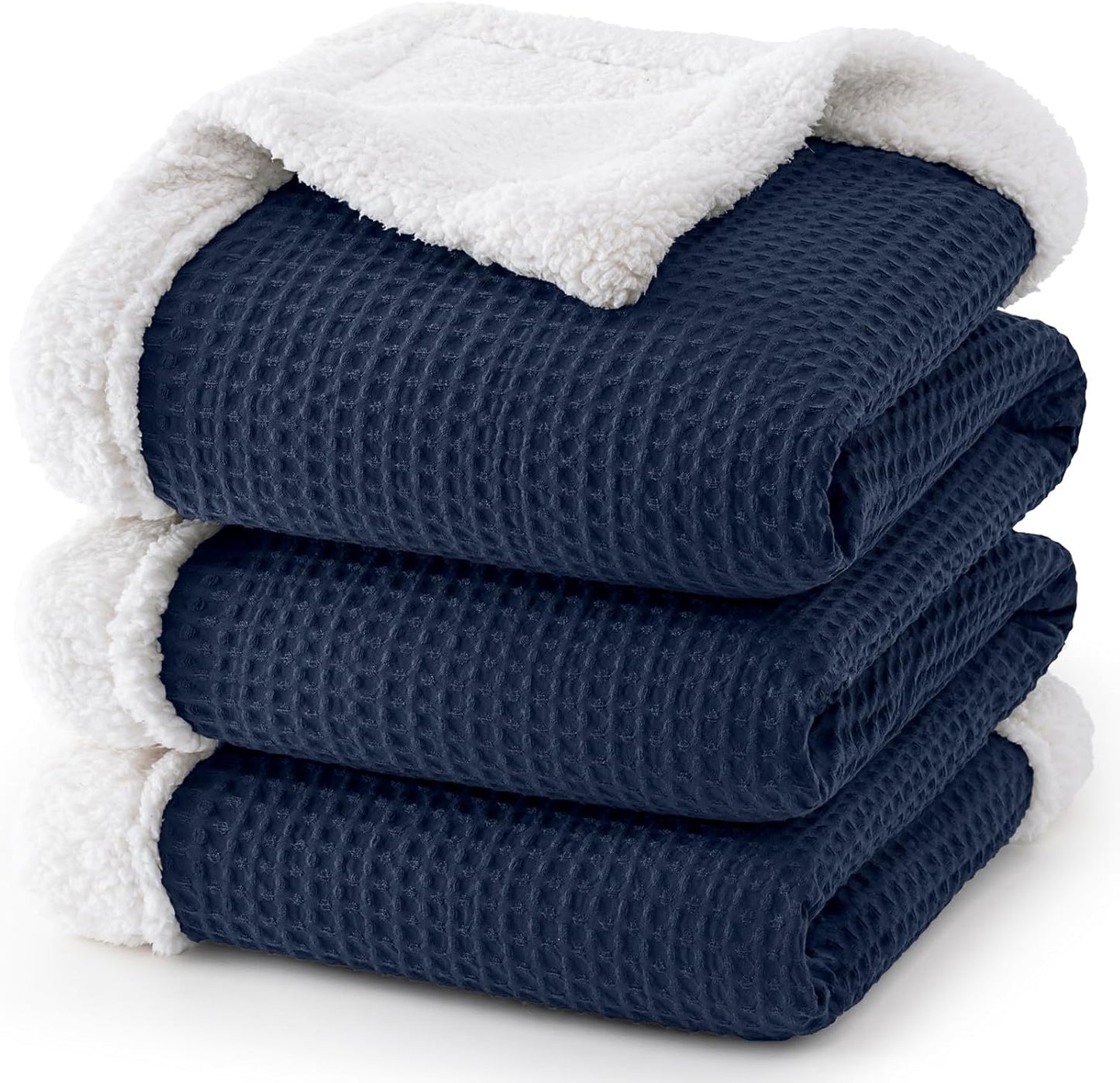 PHF Waffle Sherpa Blanket Twin Size, Cozy Soft & Reversible