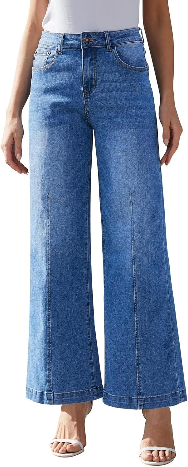 Wide Leg Jeans for Women - High Waisted Baggy Denim Pants