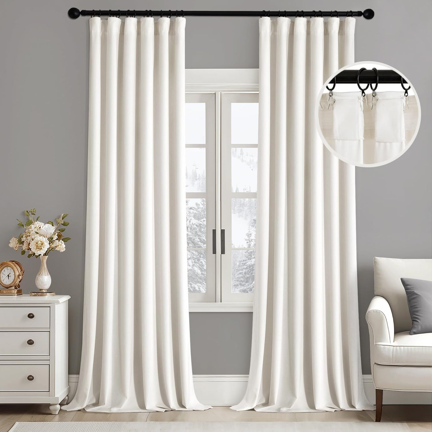 MIULEE Velvet Curtains 92 Inches Long for Elegant Living Spaces