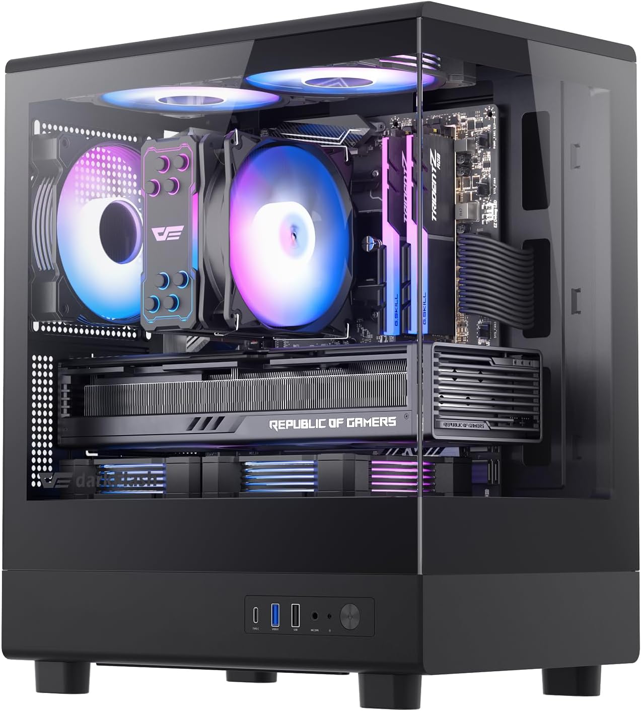 darkFlash Micro-ATX PC Case with Dual Tempered Glass Design