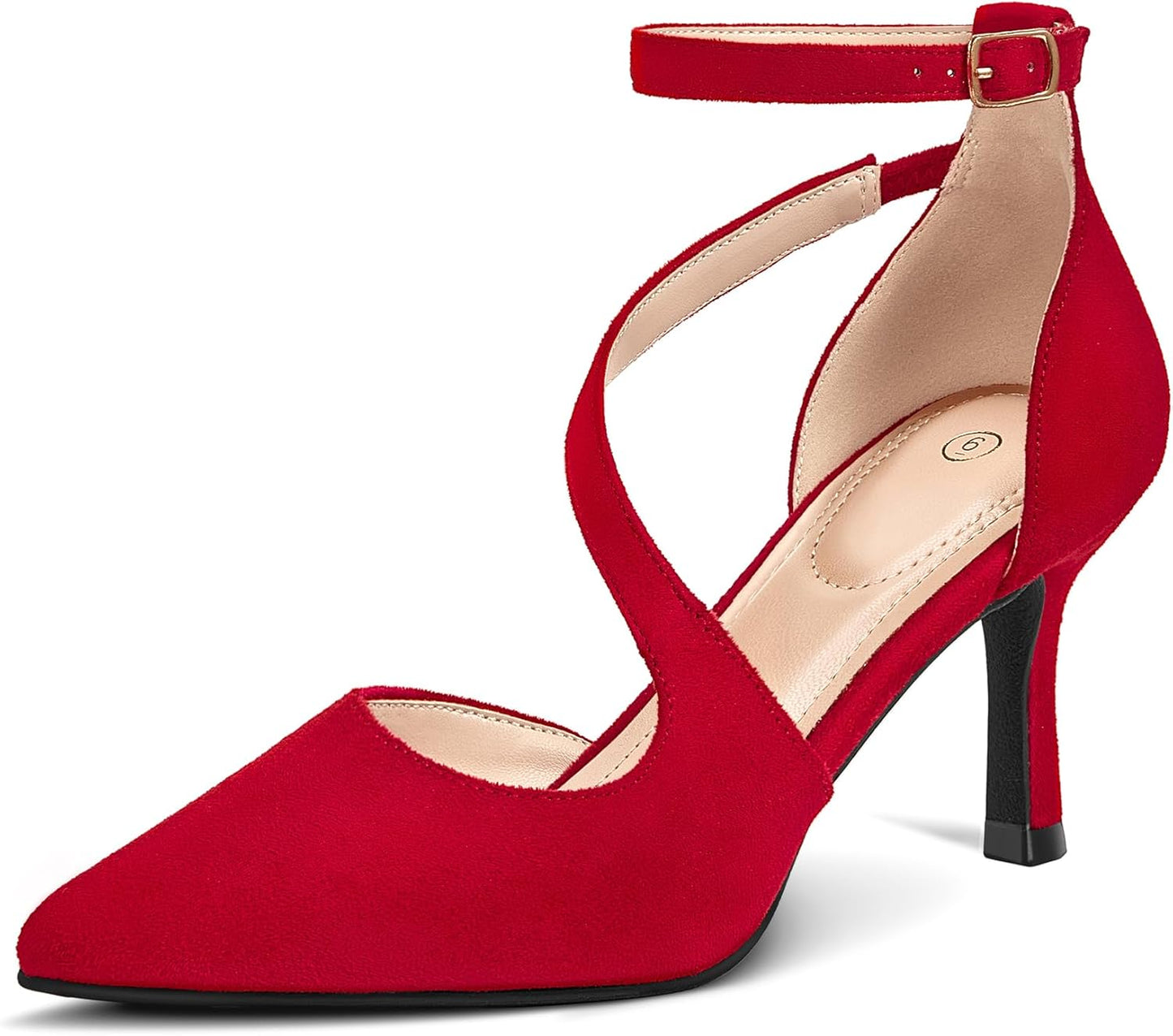 mysoft Women's Pumps Pointed Toe Stiletto Ankle Strap Shoes