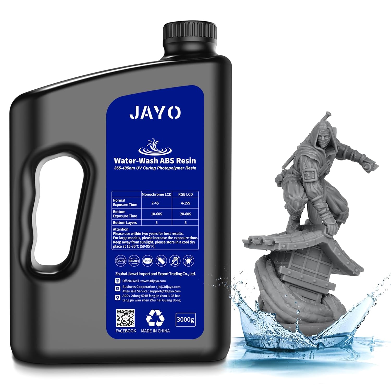 JAYO Water Washable ABS-Like Resin for 3D Printing, 3kg