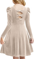 Arshiner Girls Velvet Dress with Long Sleeves and Bow Back Detail