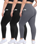 Plus Size Leggings 3 Pack with Pockets - High Waisted Tummy Control If