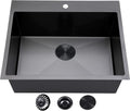 25 in Black Drop in Kitchen Sink - Compact Durable Single Bowl