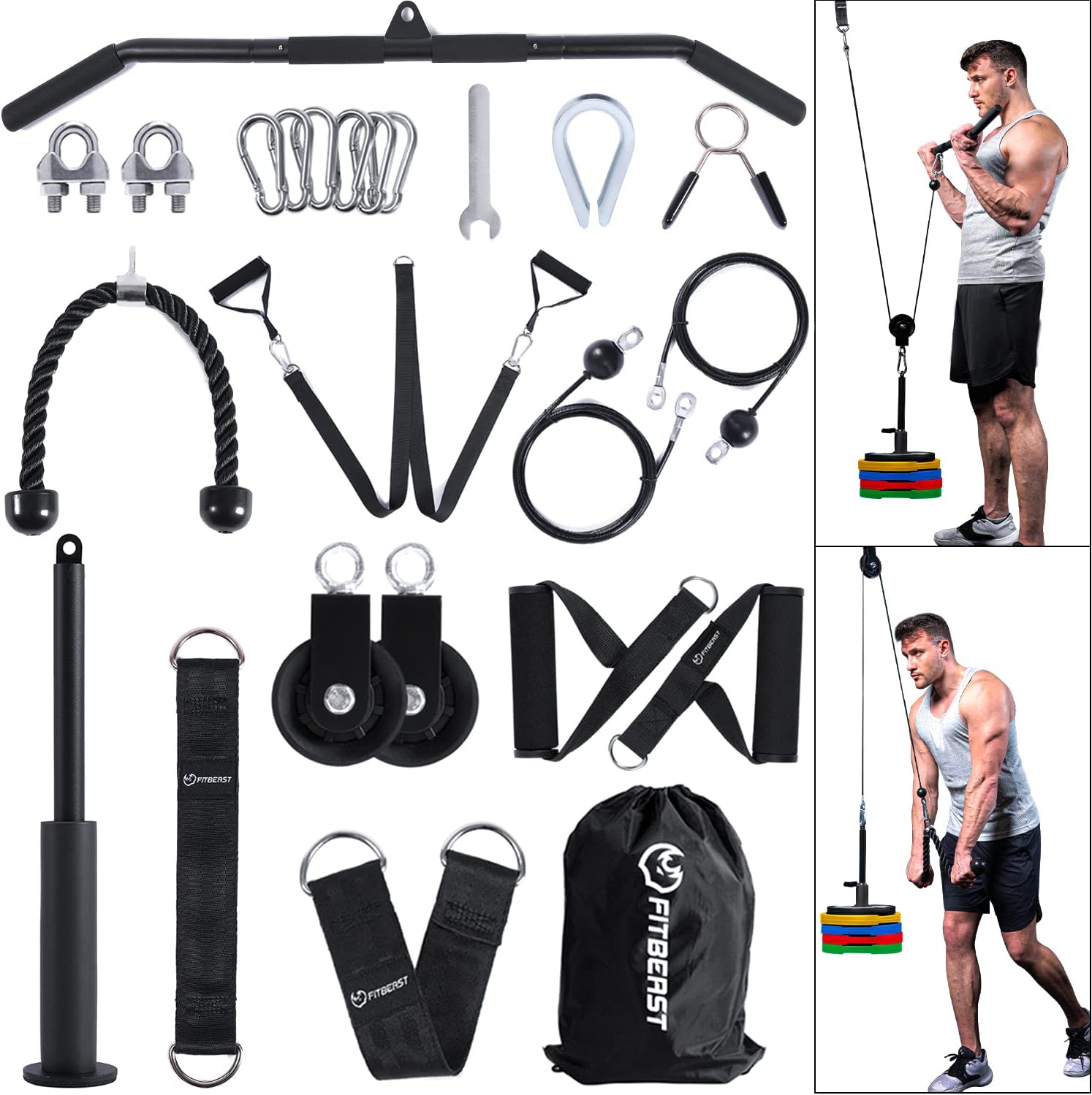 FitBeast Pulley System Gym for LAT Pulldown and Strength Training