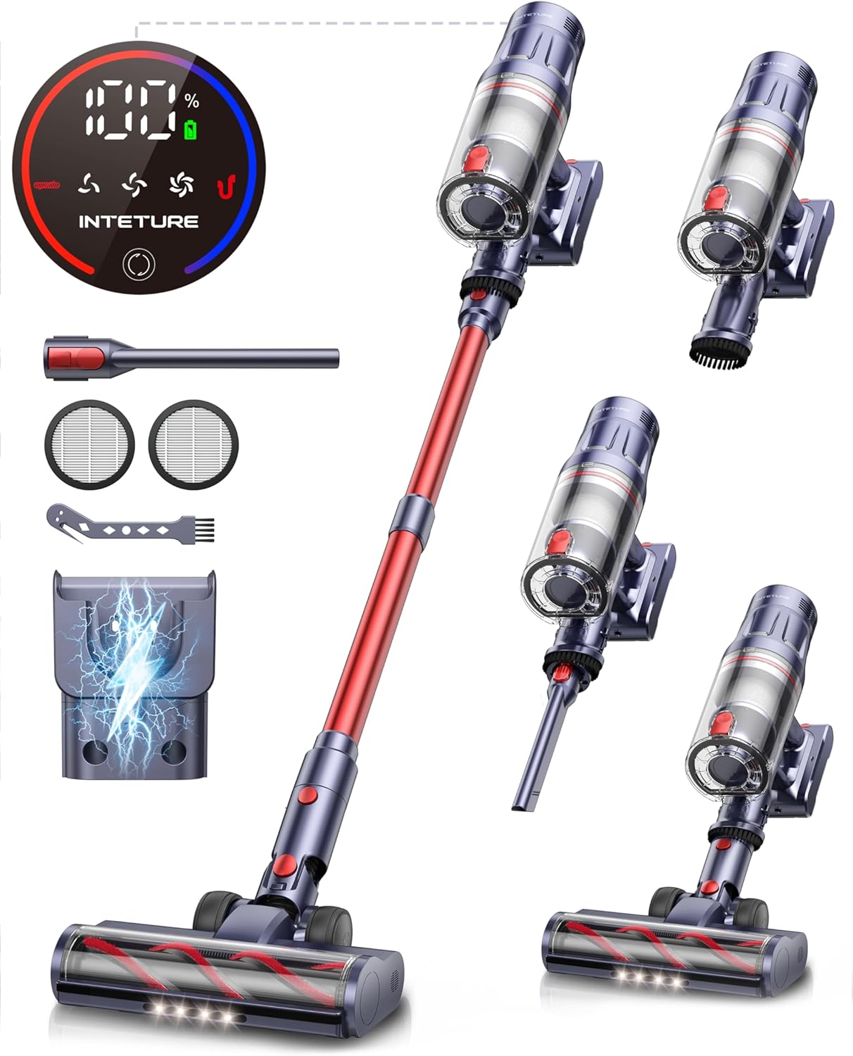 INTETURE 550W Cordless Vacuum: Powerful, Self-Standing, Max 60 Mins