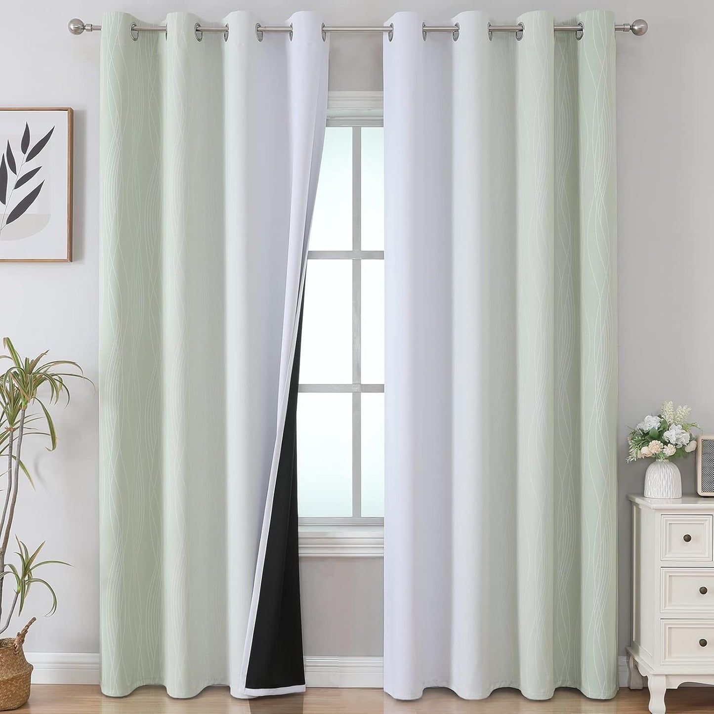 Ombre Blackout Curtains Set for Bedroom and Living Room