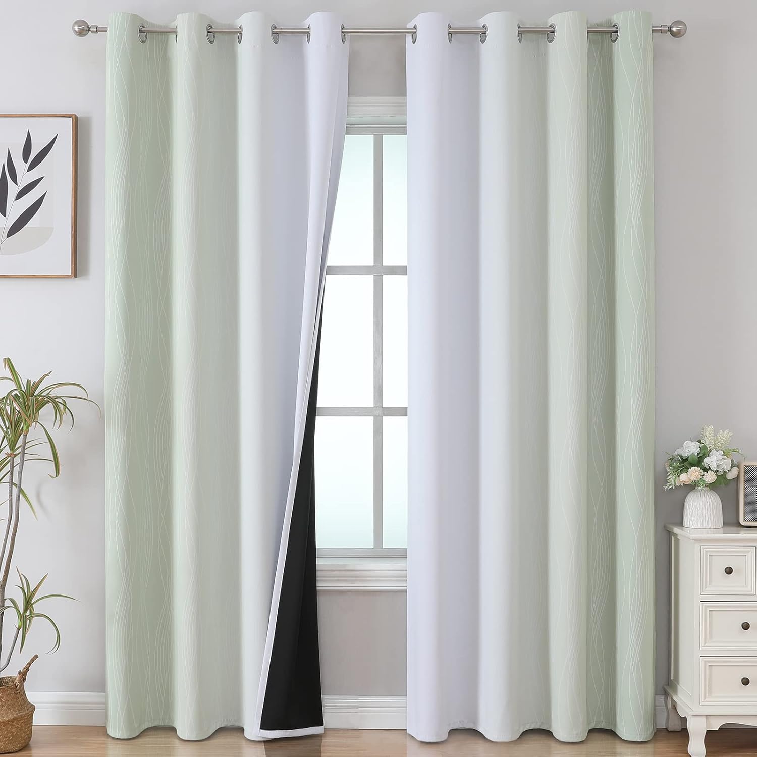 Ombre Blackout Curtains Set for Bedroom and Living Room