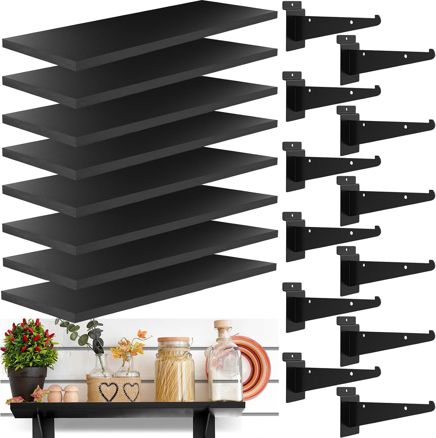 8 Pack Wooden Slatwall Shelf for Heavy Duty Organization Needs