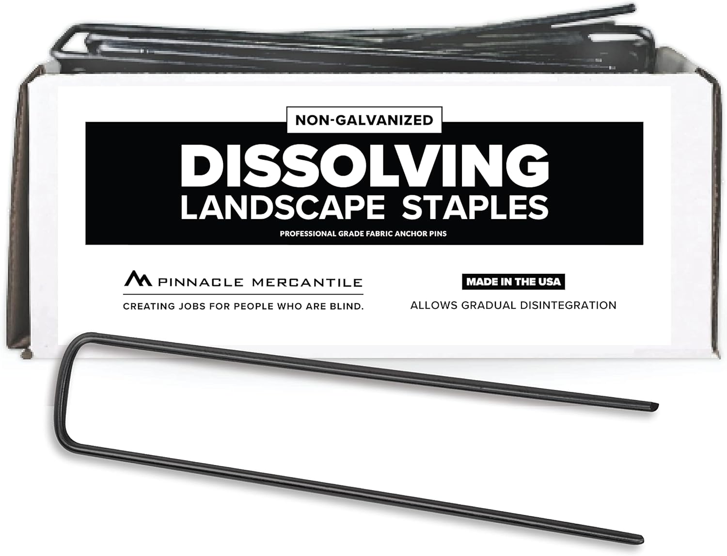 Dissolving Garden Landscape Staples for Weed Barrier Fabric