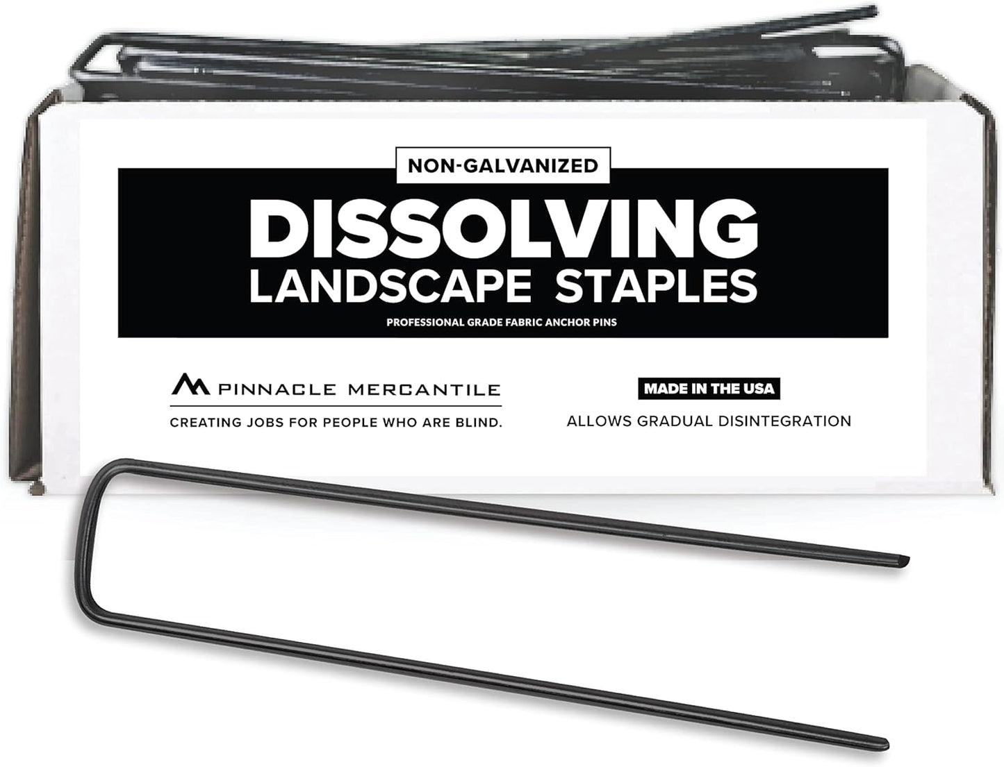 Dissolving Garden Landscape Staples for Weed Barrier Fabric