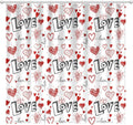 Love Shower Curtain 72in x 72in Romantic Red Heart Bath Curtain