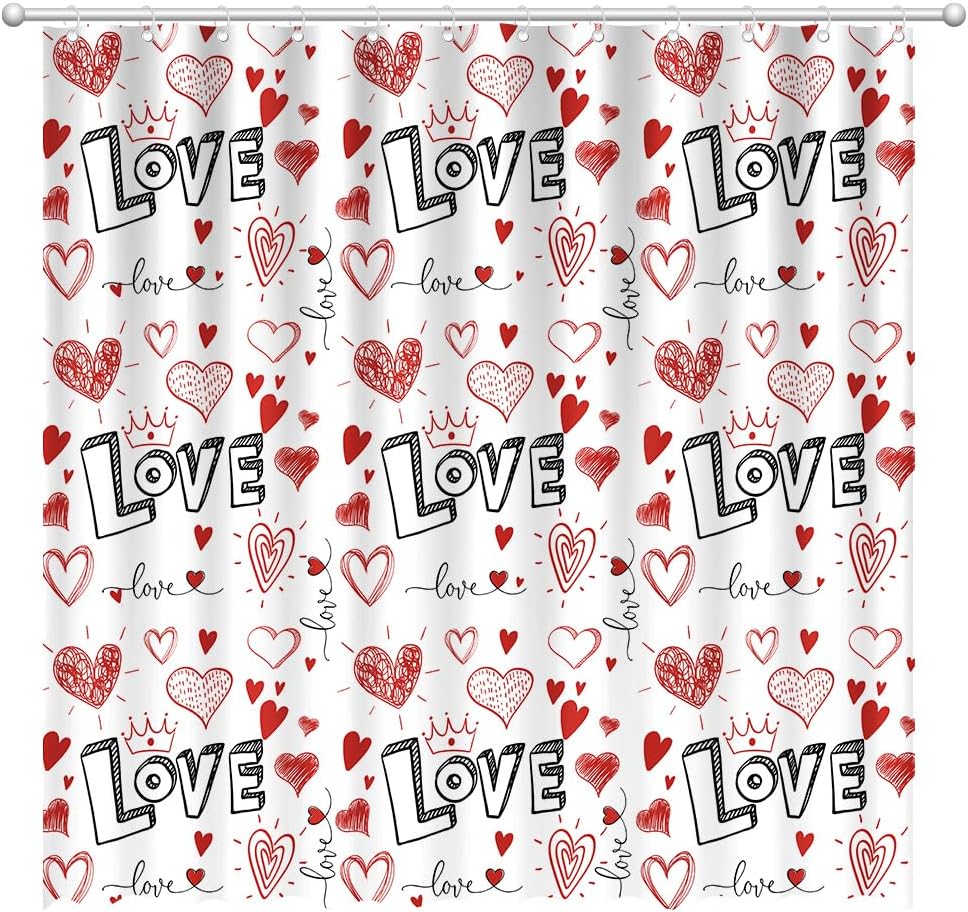 Romantic Red Heart Shower Curtain Set - Love up your Bathroom!