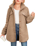 Haloumoning Girls Fuzzy Fleece Jacket Casual Button Down Sherpa - Cozy
