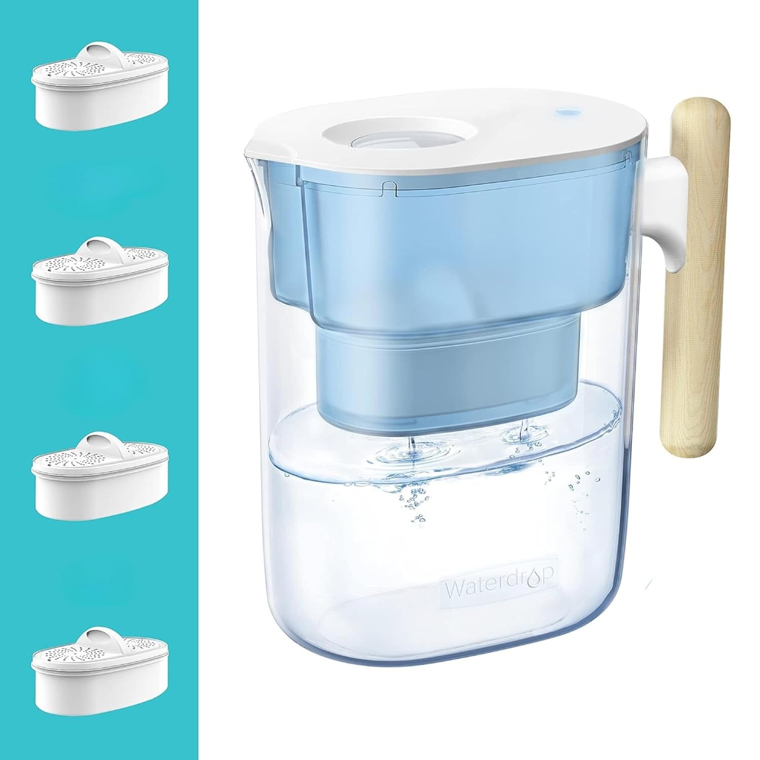 Waterdrop 200-Gallon Long-Life Filter Pitcher with 4 Filters