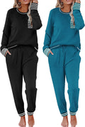 Ekouaer Womens 2-Pack Long Sleeve Pajama Sets - Soft Lounge Sleepwear