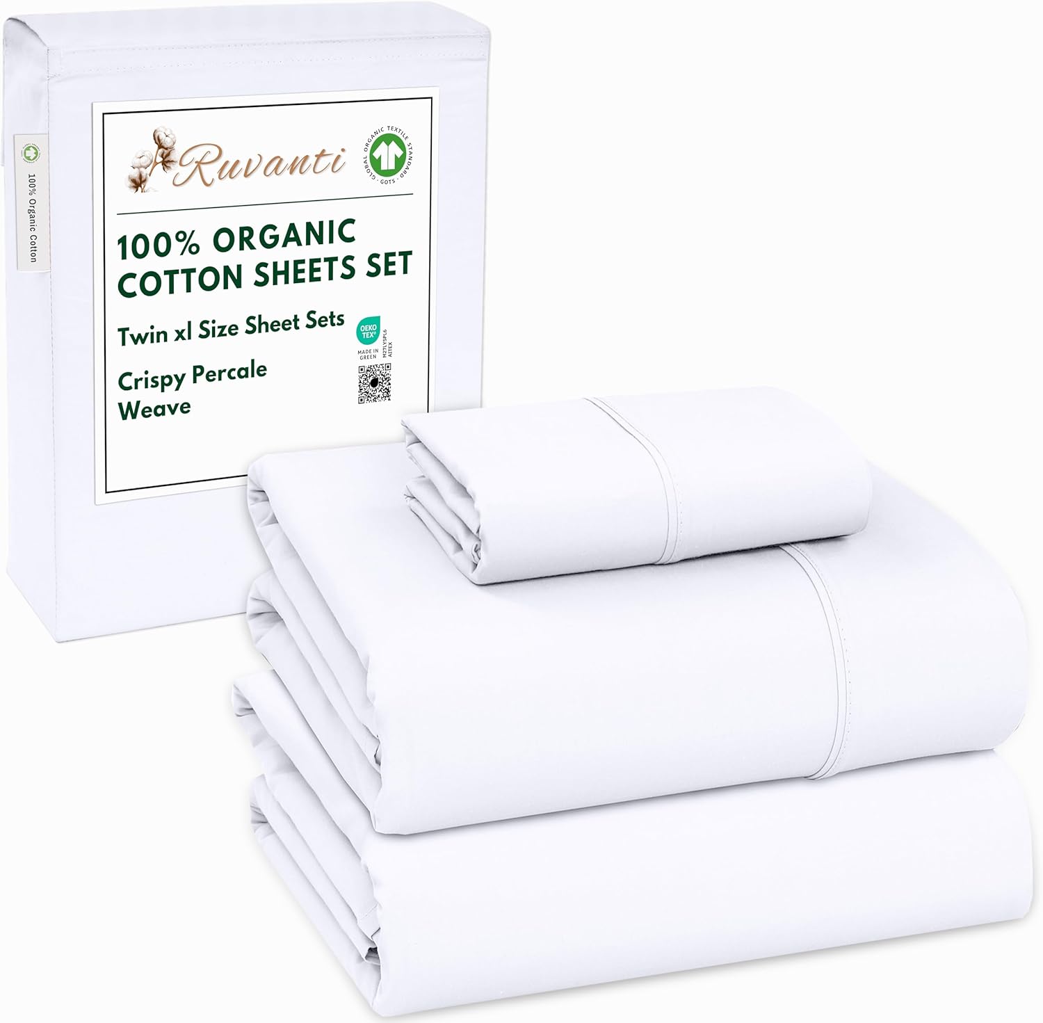100% Organic Cotton Twin XL Sheets Set with Deep Pocket Fit