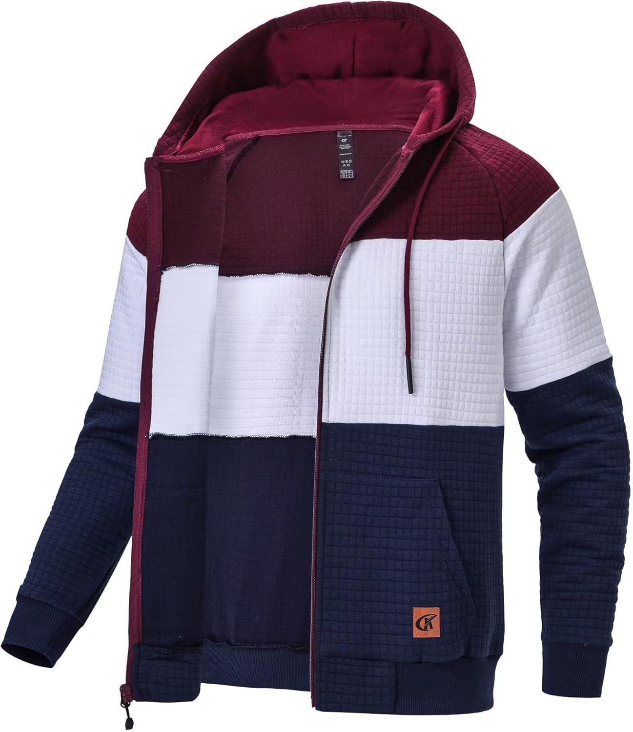 Satankud Men's Jacquard Plaid Lightweight Zipper Hoodie Jacket