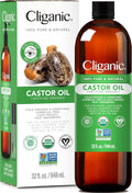Cliganic Organic Castor Oil 32oz with Eyelash Kit - Pure Cold Pressed