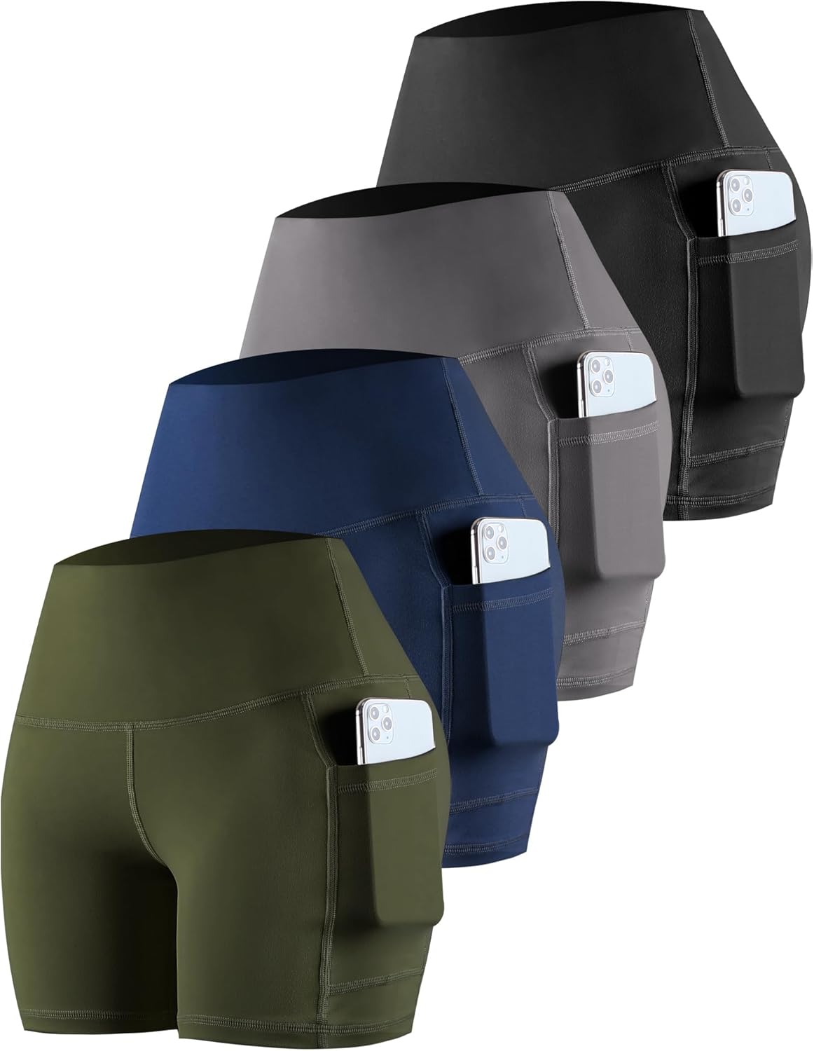 CHRLEISURE Womens Biker Yoga Shorts with Pockets for Comfort