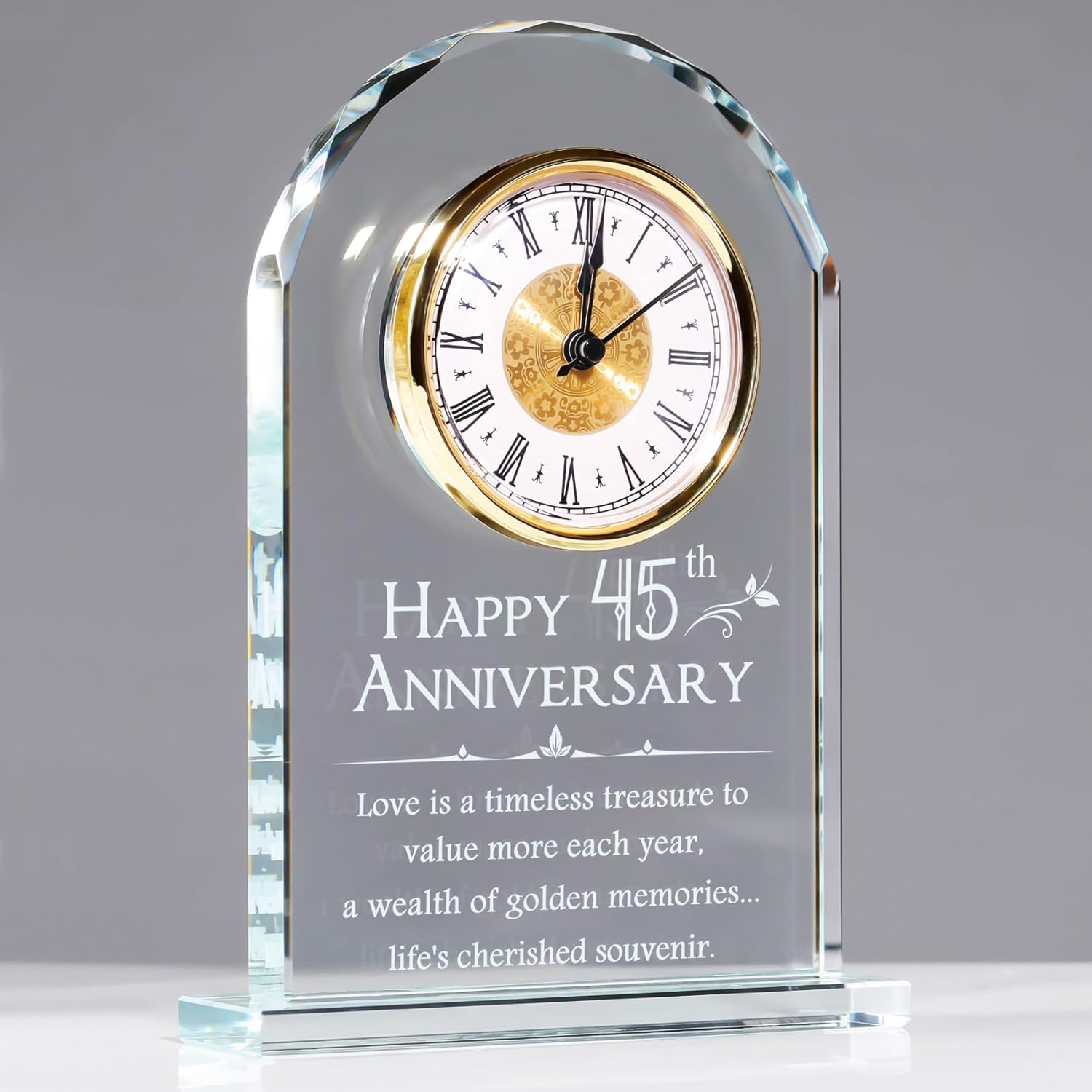 YWHL 45th Wedding Anniversary Quartz Clock Gift for Couples