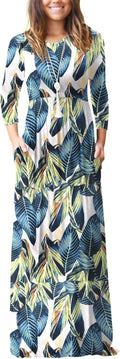 Women Long Sleeve Casual Round Neck Loose Floral Maxi Dress 8-10