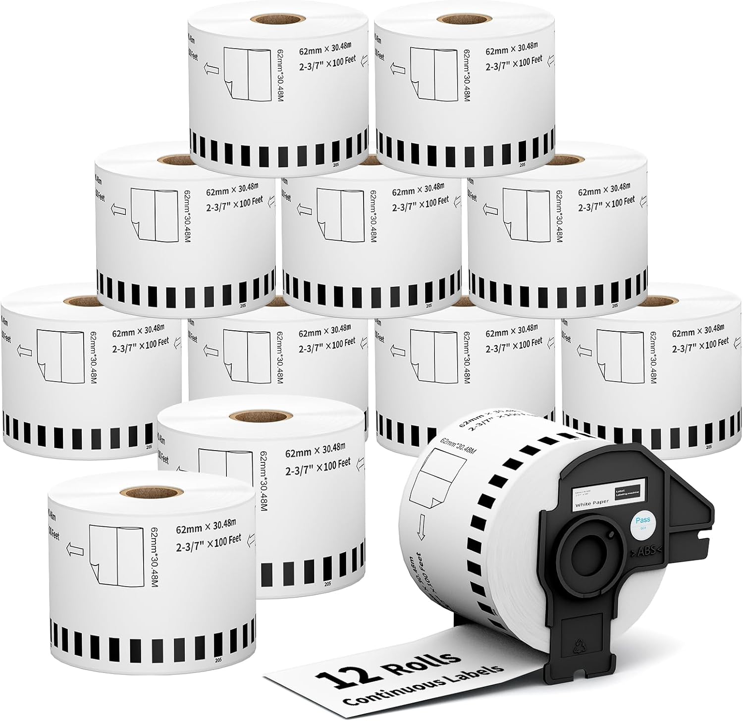 12 Rolls DK2205 Shipping Address Labels for Brother Printers